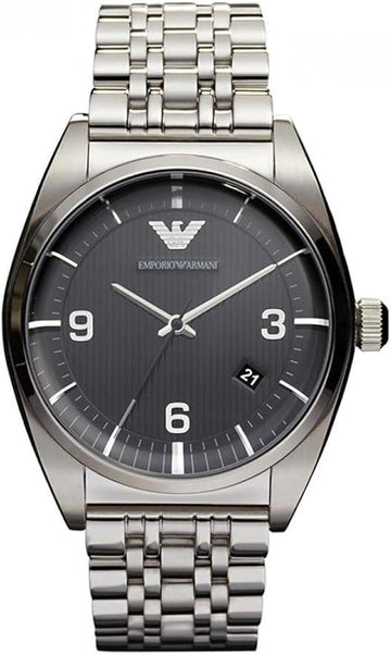 Shop Authentic Emporio Armani Classic Analog Black Dial Silver Steel Strap Watch For Men - AR0369 - Luxxuri