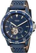 Shop Authentic Fossil Crewmaster Sports Automatic Blue Dial Blue Leather Strap Watch for Men - ME3149 - Luxxuri