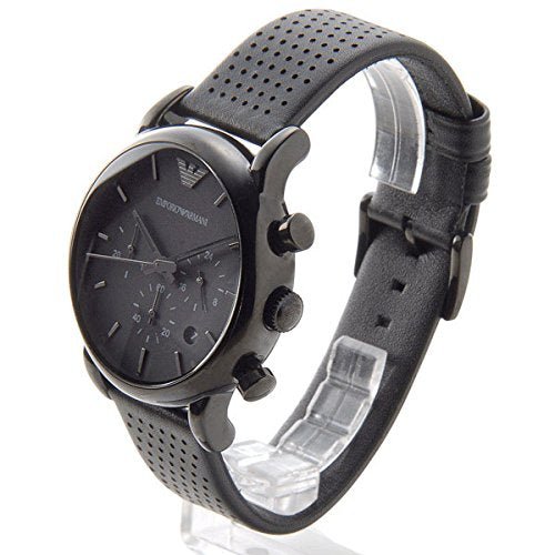 Shop Authentic Emporio Armani Luigi Chronograph Black Dial Black Leather Strap Watch For Men - AR1737 - Luxxuri