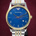 Shop Authentic Emporio Armani Classic Quartz Blue Dial Two Tone Steel Strap Watch For Men - AR1868 - Luxxuri