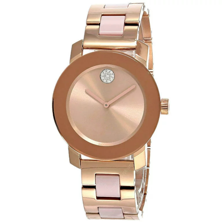 Shop Authentic Movado Bold Rose Gold Dial Two Tone Steel Strap Watch for Women - 3600639 - Luxxuri