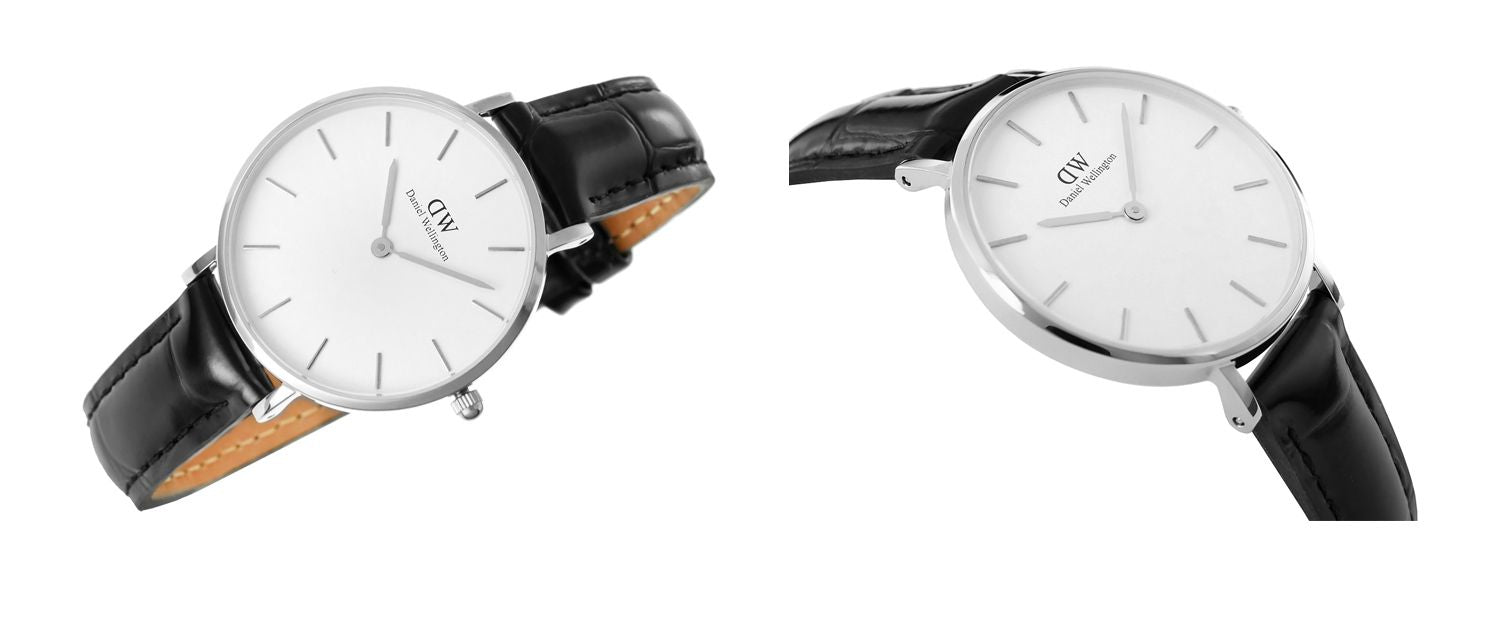 Shop Authentic Daniel Wellington Classic Petite Reading White Dial Black Leather Strap Watch For Women - DW00100185 - Luxxuri
