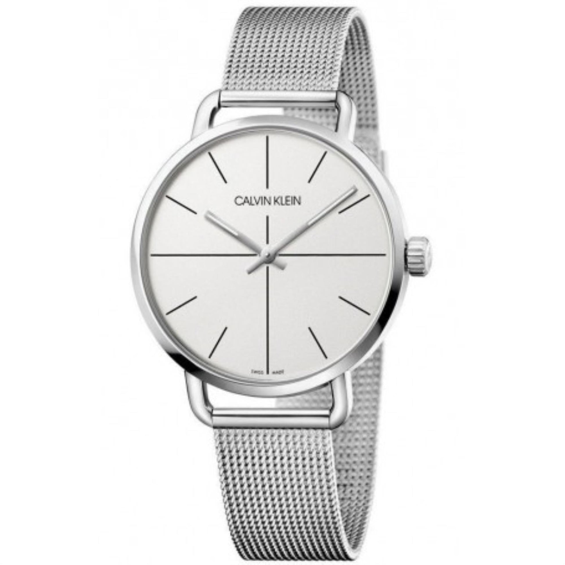 Shop Authentic Calvin Klein Even White Dial Silver Mesh Bracelet Watch for Women - K7B23126 - Luxxuri