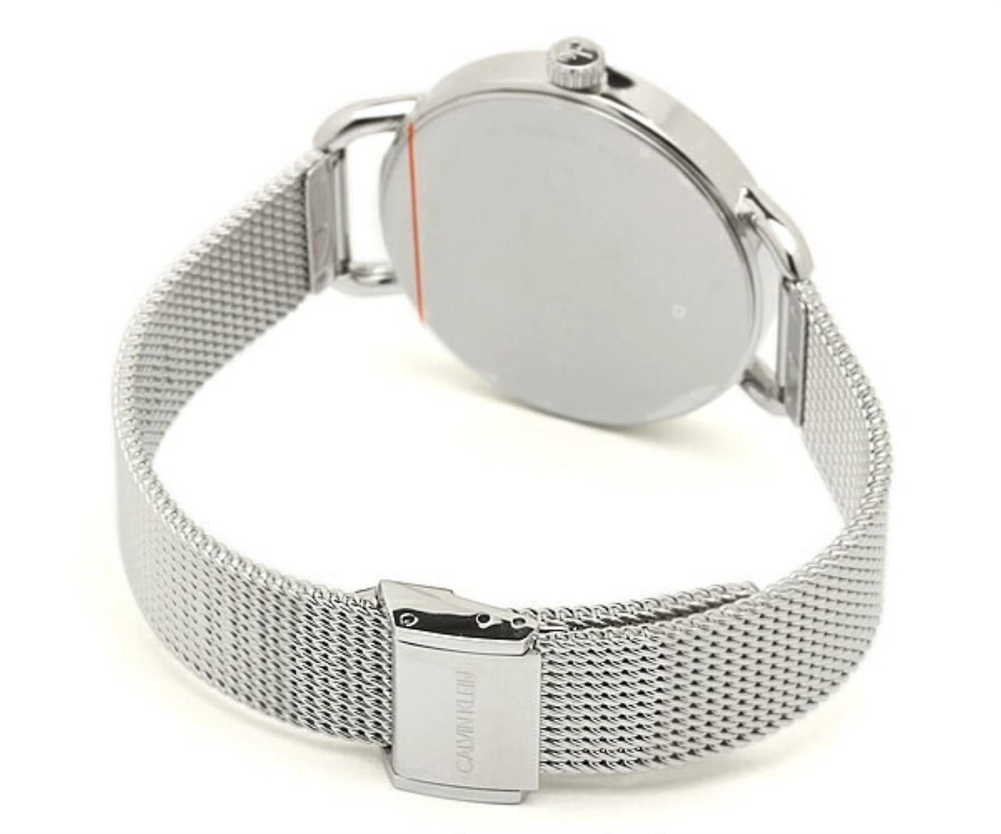 Shop Authentic Calvin Klein Even Black Dial Silver Mesh Bracelet Watch for Women - K7B23121 - Luxxuri