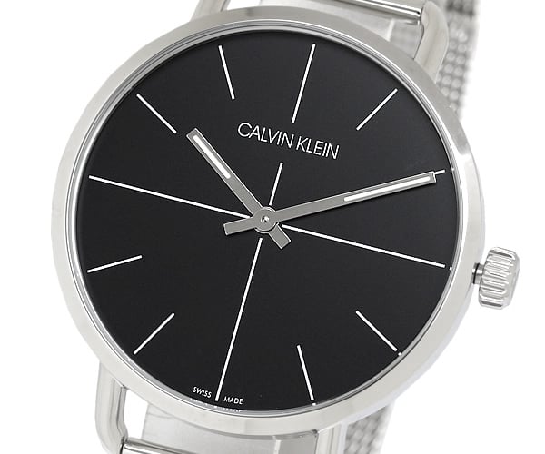 Shop Authentic Calvin Klein Even Black Dial Silver Mesh Bracelet Watch for Women - K7B23121 - Luxxuri