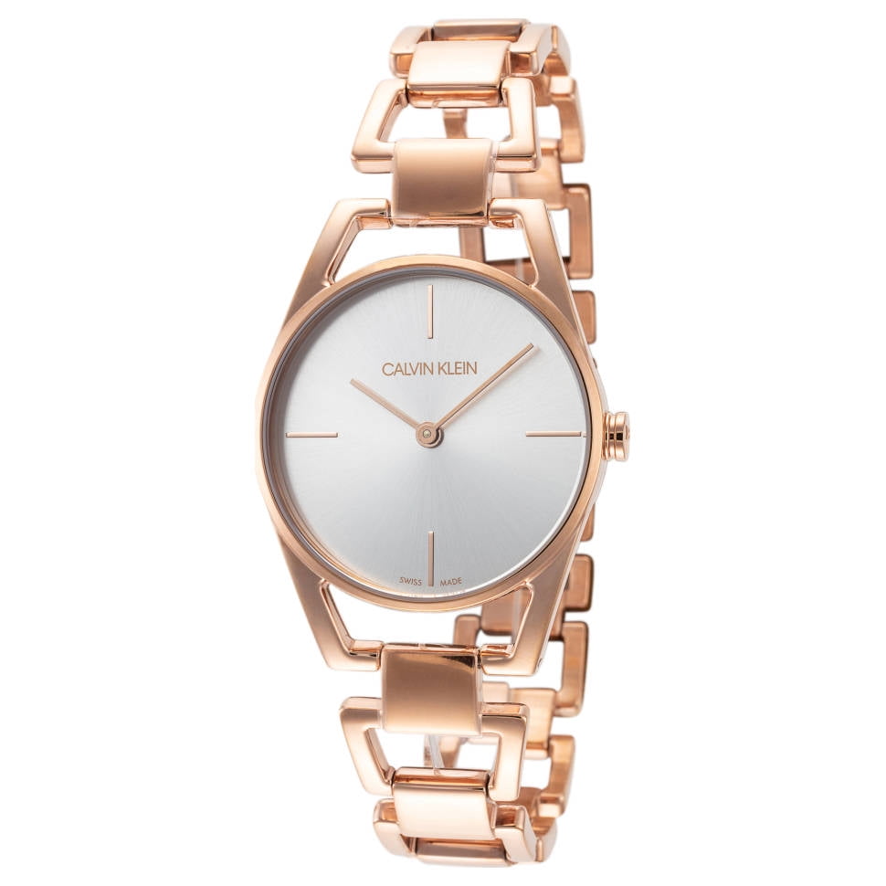 Shop Authentic Calvin Klein Dainty White Dial Rose Gold Steel Strap Watch for Women - K7L23646 - Luxxuri