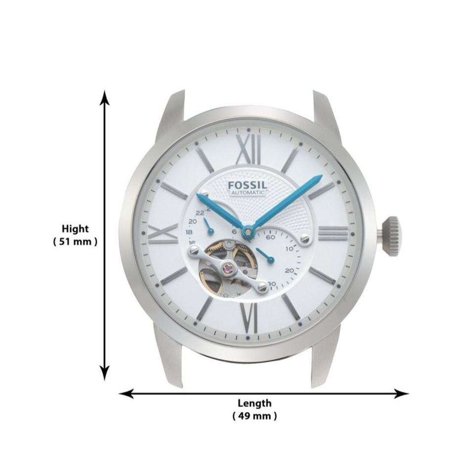 Fossil Townsman Automatic Chronograph White Dial Blue Leather Strap Watch for Men - ME3167