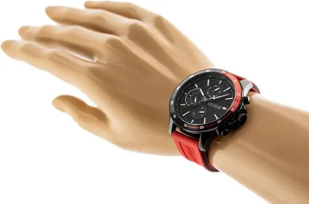 Tommy Hilfiger Multifunction Quartz Black Dial Red Rubber Strap Watch for Men - 1791722