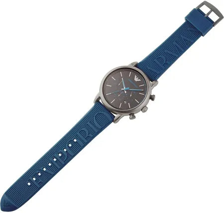 Emporio Armani Luigi Chronograph Black Dial Blue Rubber Strap Watch For Men - AR11023