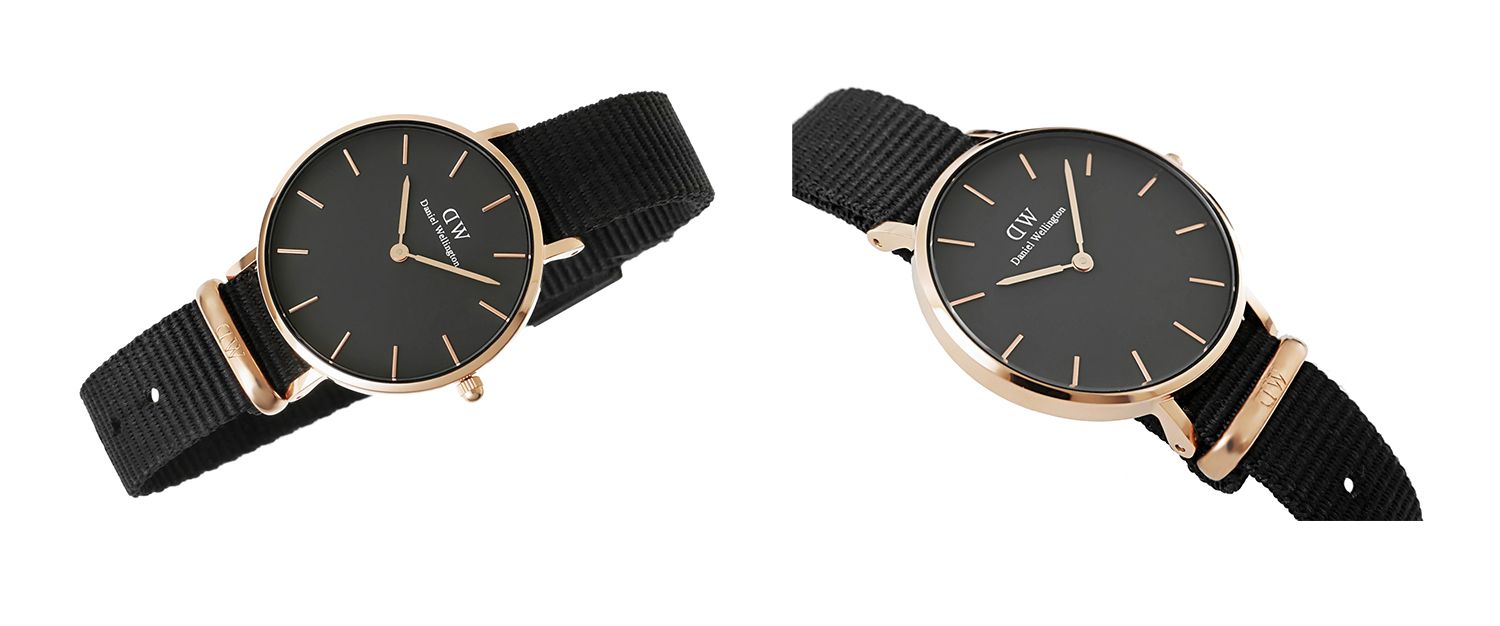 Shop Authentic Daniel Wellington Classic Petite Cornwall Black Dial Black NATO Strap Watch For Women - DW00100215 - Luxxuri