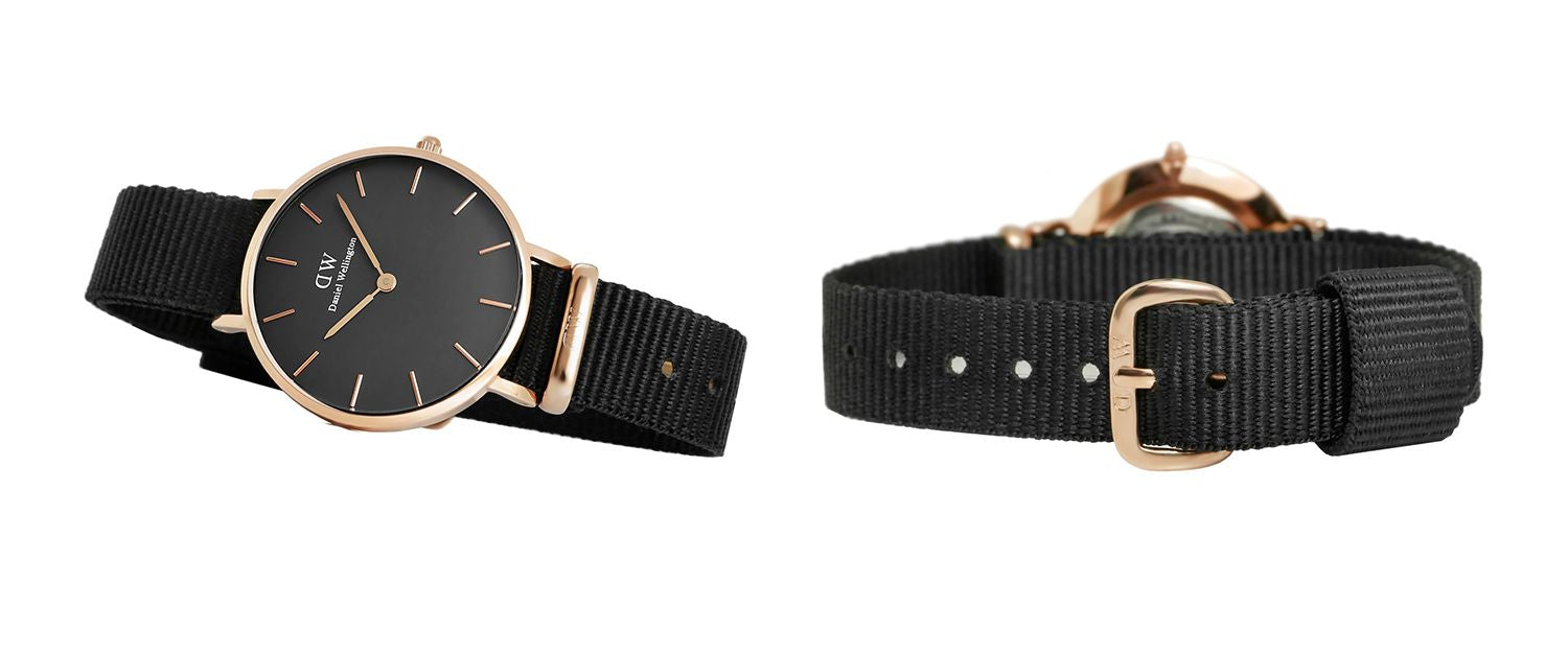 Shop Authentic Daniel Wellington Classic Petite Cornwall Black Dial Black NATO Strap Watch For Women - DW00100215 - Luxxuri
