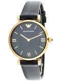 Shop Authentic Emporio Armani Gianni T Bar Black Mother of Pearl Dial Black Leather Strap Watch For Women - AR11060 - Luxxuri