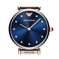 Shop Authentic Emporio Armani Gianni T Bar Crystal Blue Dial Two Tone Steel Strap Watch For Women - AR11092 - Luxxuri