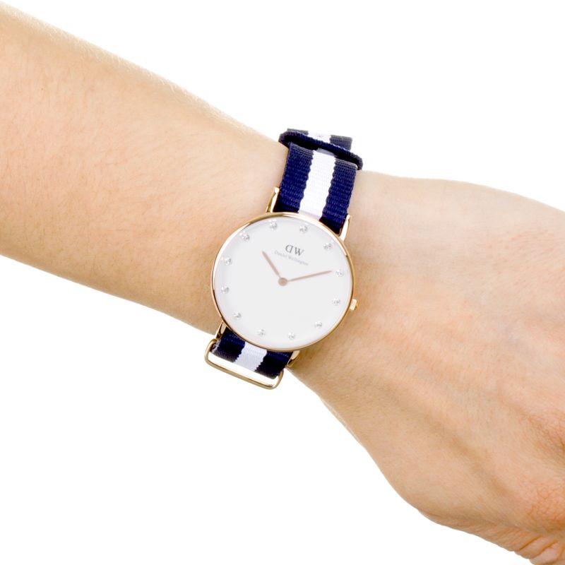 Shop Authentic Daniel Wellington Classy Glasgow White Dial Two Tone Nylon Strap Watch For Women - DW00100078 - Luxxuri