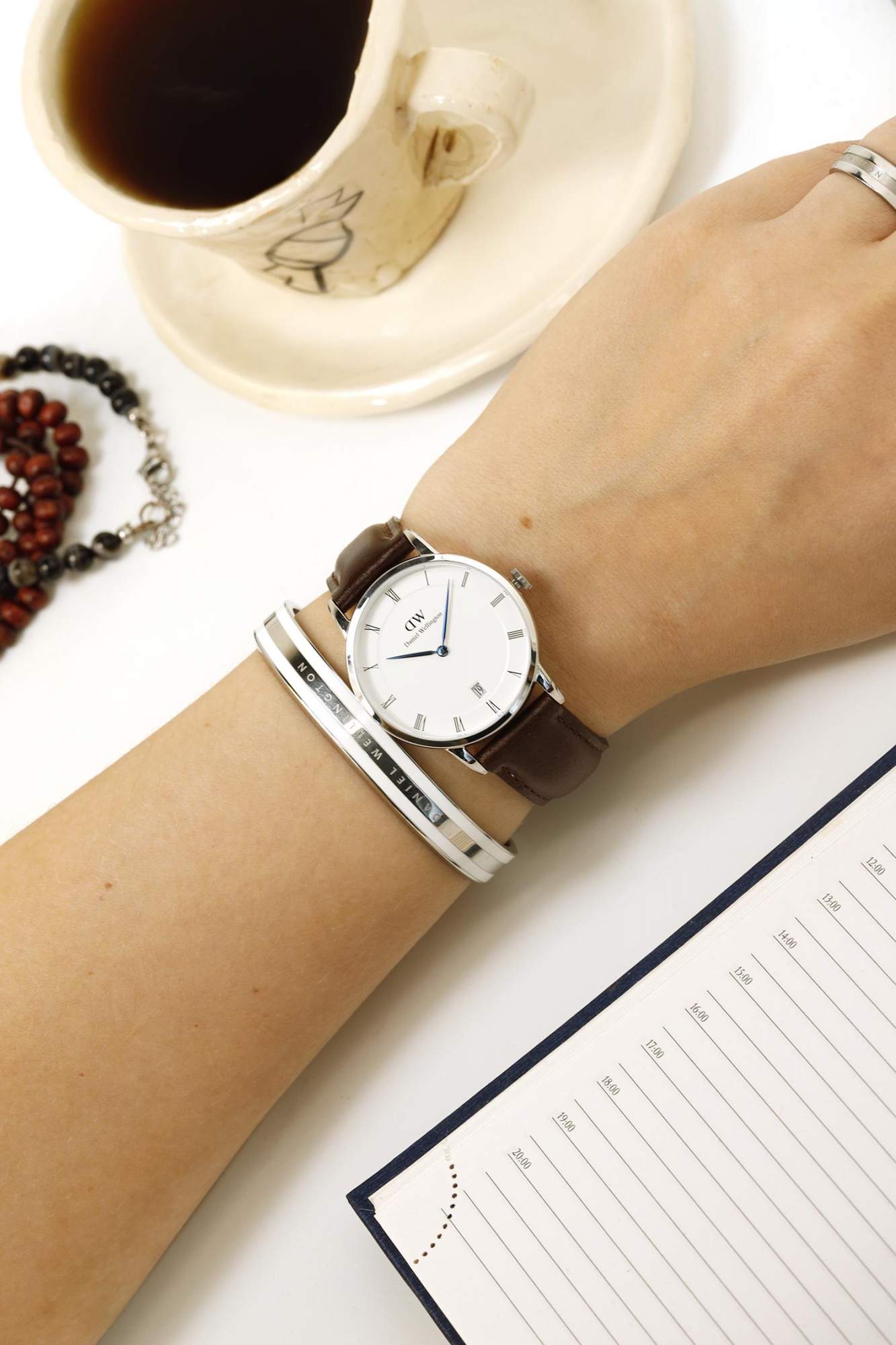 Shop Authentic Daniel Wellington Dapper Bristol White Dial Brown Leather Strap Watch For Women - DW00100098 - Luxxuri