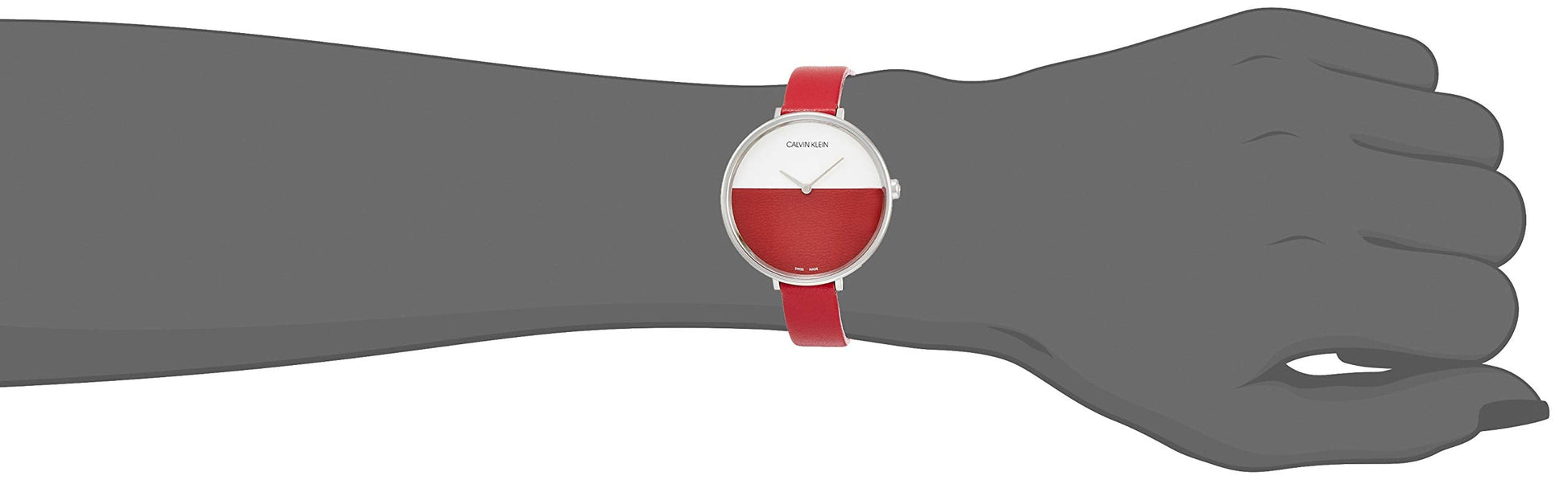 Shop Authentic Calvin Klein Rise Yellow Red Dial Red Leather Strap Watch for Women - K7A231UP - Luxxuri