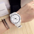 Shop Authentic Emporio Armani Luigi Chronograph Ceramic White Dial White Ceramic Strap Watch For Men - AR1499 - Luxxuri