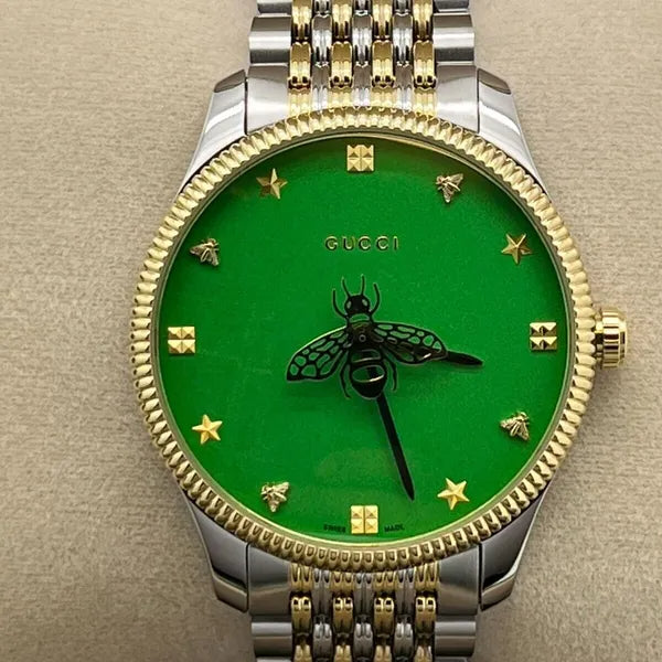 Shop Authentic Gucci G Timeless Quartz Green Dial Two Tone Steel Strap Watch For Men - YA1264182 - Luxxuri
