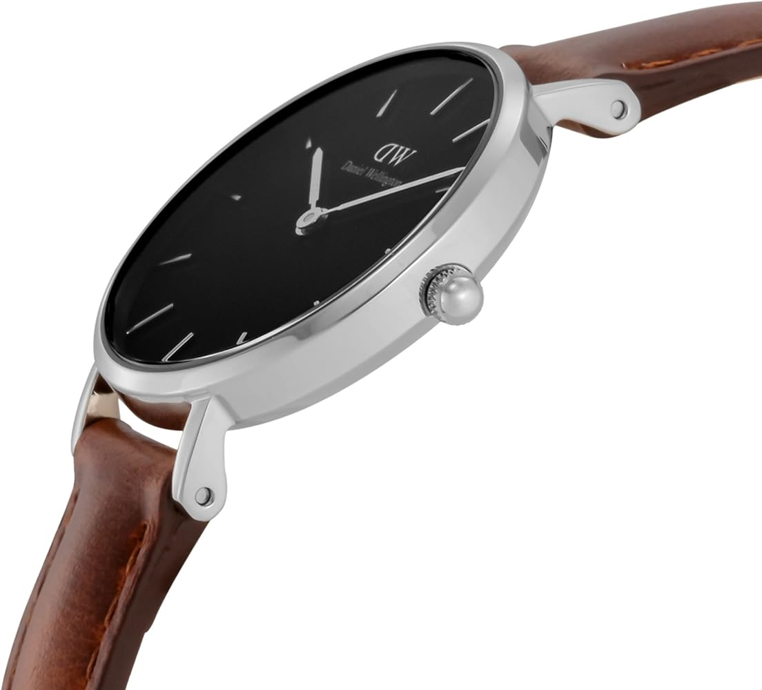 Shop Authentic Daniel Wellington Classic Petite St Mawes Black Dial Brown Leather Strap Watch For Women - DW00100237 - Luxxuri