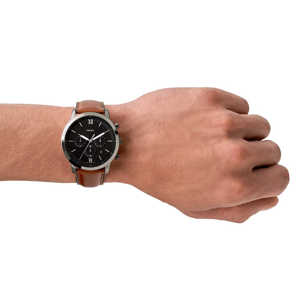 Fossil Townsman Chronograph Black Dial Brown Leather Strap Watch for Men - FS5280