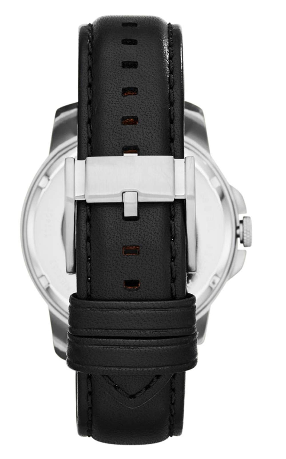 Fossil Grant Skeleton White Dial Black Leather Strap Watch for Men - ME3053