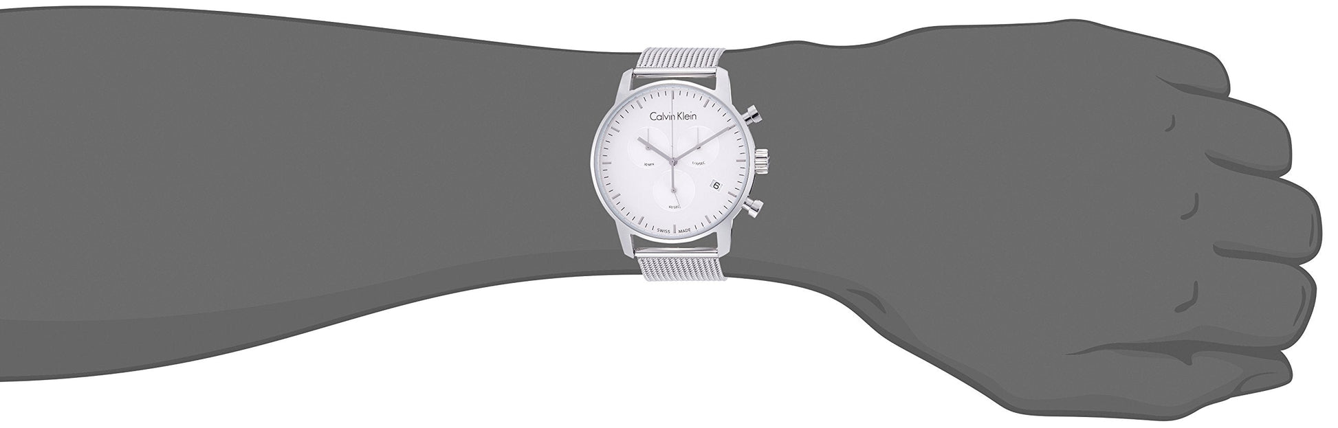 Shop Authentic Calvin Klein City Chronograph White Dial Silver Mesh Bracelet Watch for Men - K2G27126 - Luxxuri