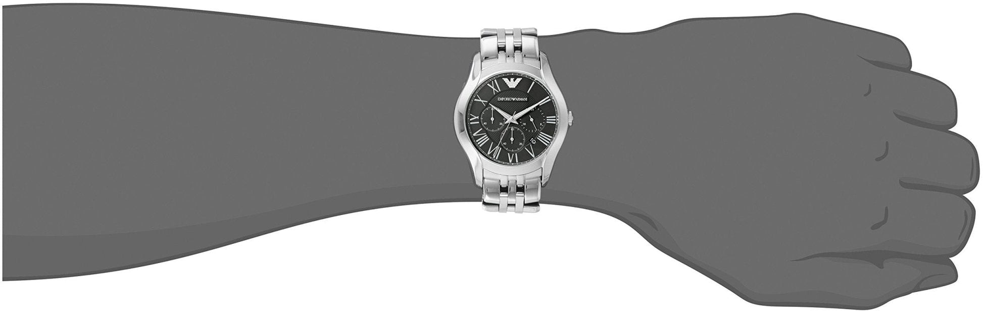 Shop Authentic Emporio Armani Classic Chronograph Black Dial Silver Steel Strap Watch For Men - AR1786 - Luxxuri
