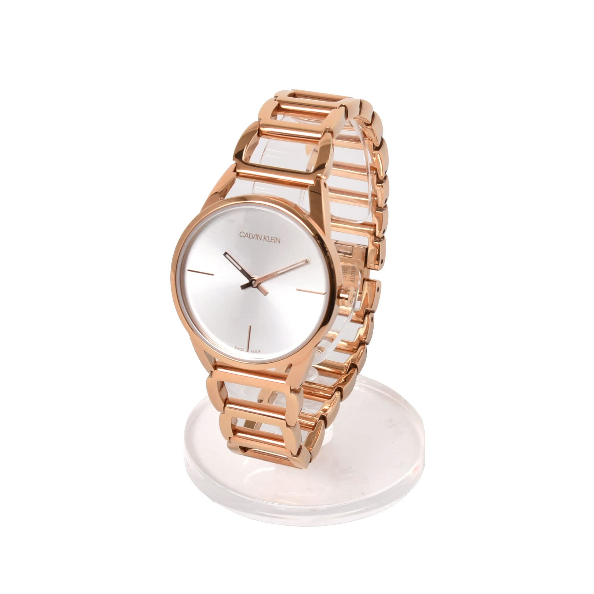 Shop Authentic Calvin Klein Stately White Dial Rose Gold Steel Strap Watch for Women - K3G23626 - Luxxuri