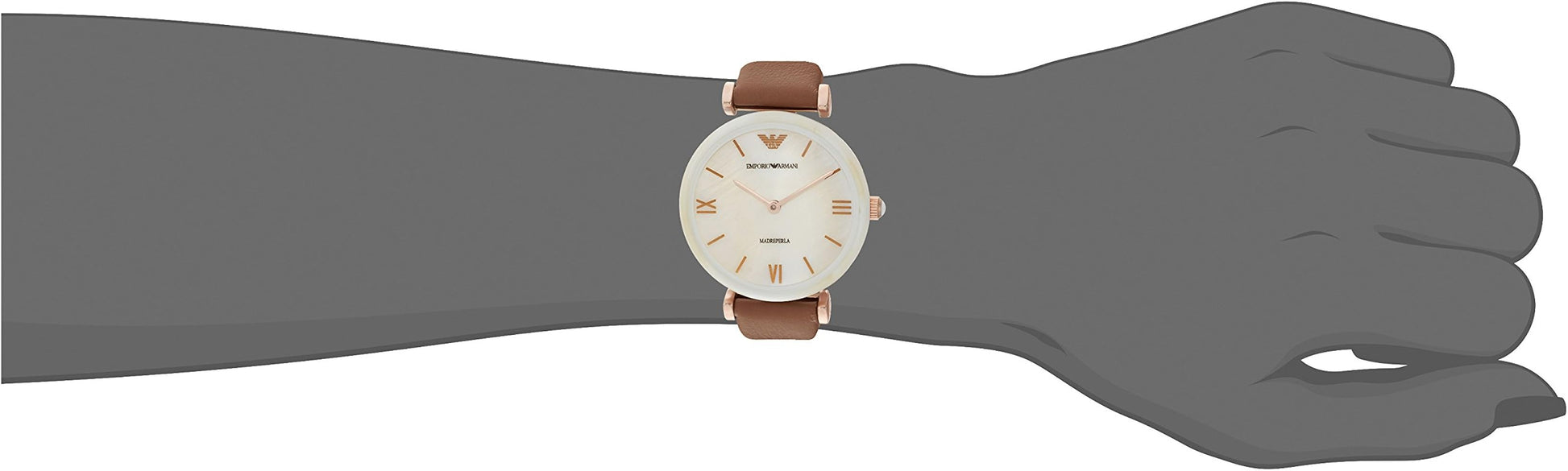 Shop Authentic Emporio Armani Gianni T Bar Quartz Mother of Pearl White Dial Brown Leather Strap Watch For Women - AR11040 - Luxxuri