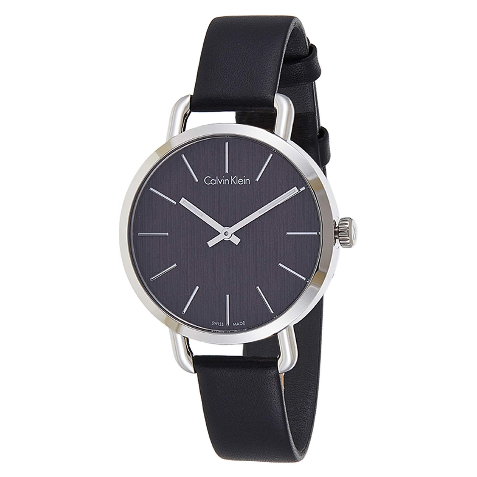 Shop Authentic Calvin Klein Even Black Dial Black Leather Strap Watch for Women - K7B231C1 - Luxxuri