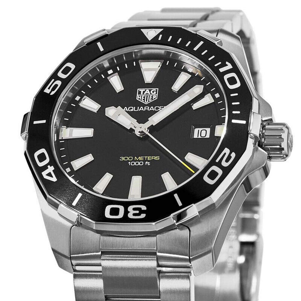 Shop Authentic Tag Heuer Aquaracer Black Dial Silver Steel Strap Watch for Men - WAY111A.BA0928 - Luxxuri