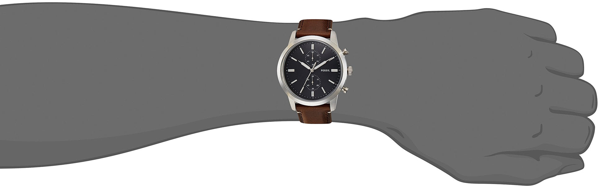 Fossil Townsman Chronograph Black Dial Brown Leather Strap Watch for Men - FS5280