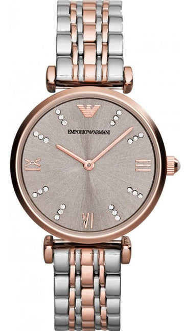 Shop Authentic Emporio Armani Gianni T Bar Grey Dial Two Tone Steel Strap Watch For Women - AR1840 - Luxxuri