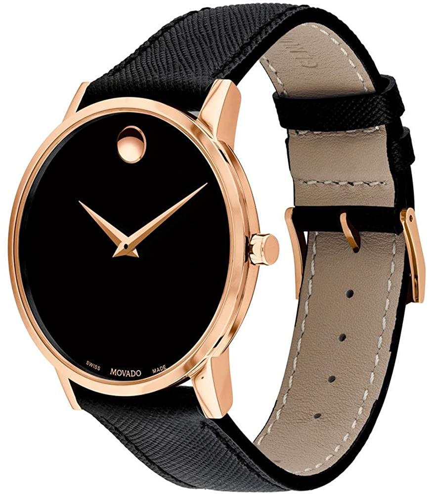 Shop Authentic Movado Museum Classic Black Dial Black Leather Strap Watch for Men - 0607196 - Luxxuri