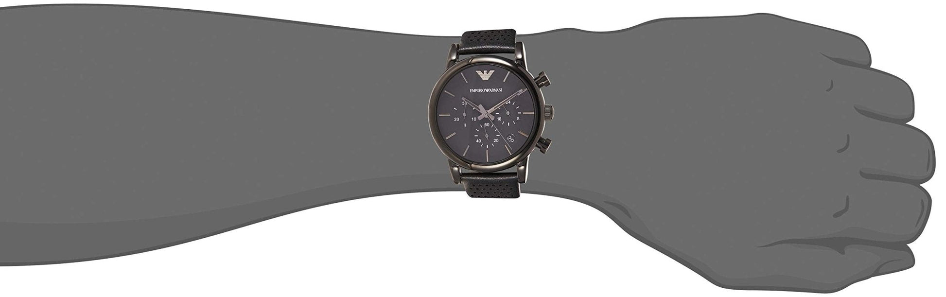 Shop Authentic Emporio Armani Luigi Chronograph Black Dial Black Leather Strap Watch For Men - AR1737 - Luxxuri