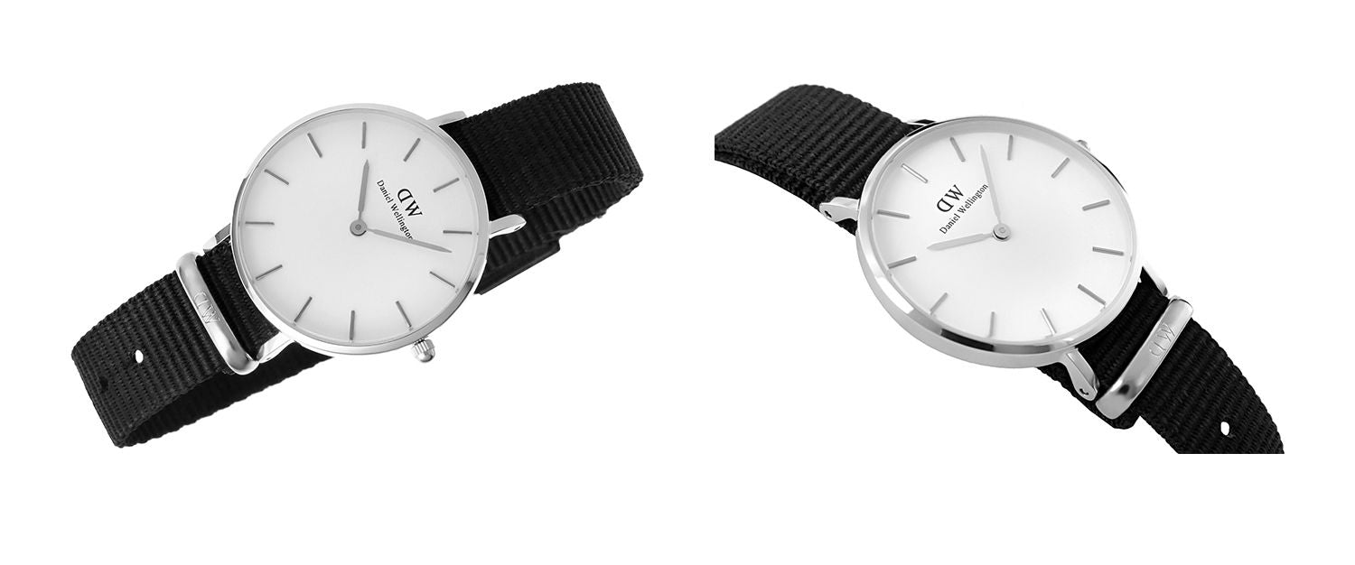 Shop Authentic Daniel Wellington Classic Petite Cornwall White Dial Black NATO Strap Watch For Women - DW00100254 - Luxxuri