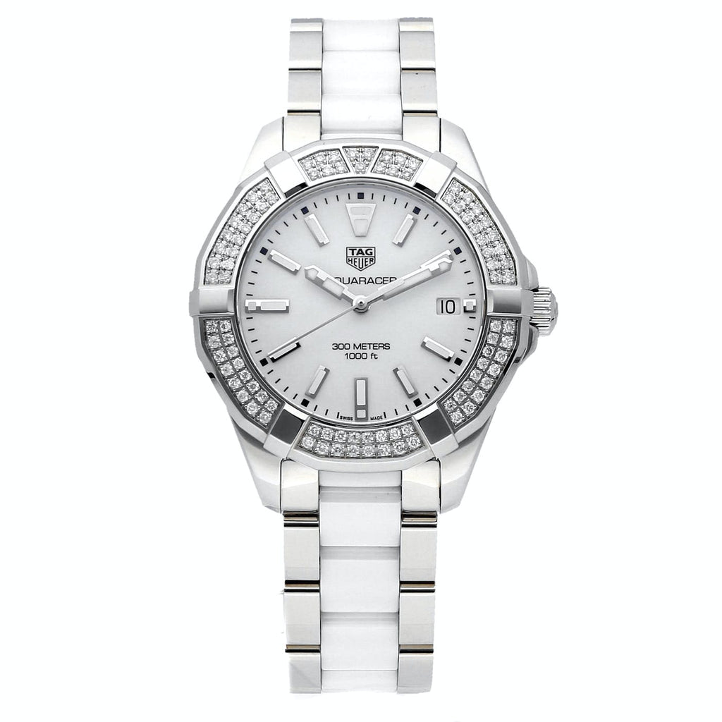 Shop Authentic Tag Heuer Aquaracer Diamonds White Dial Two Tone Steel Strap Watch for Women - WAY131F.BA0914 - Luxxuri