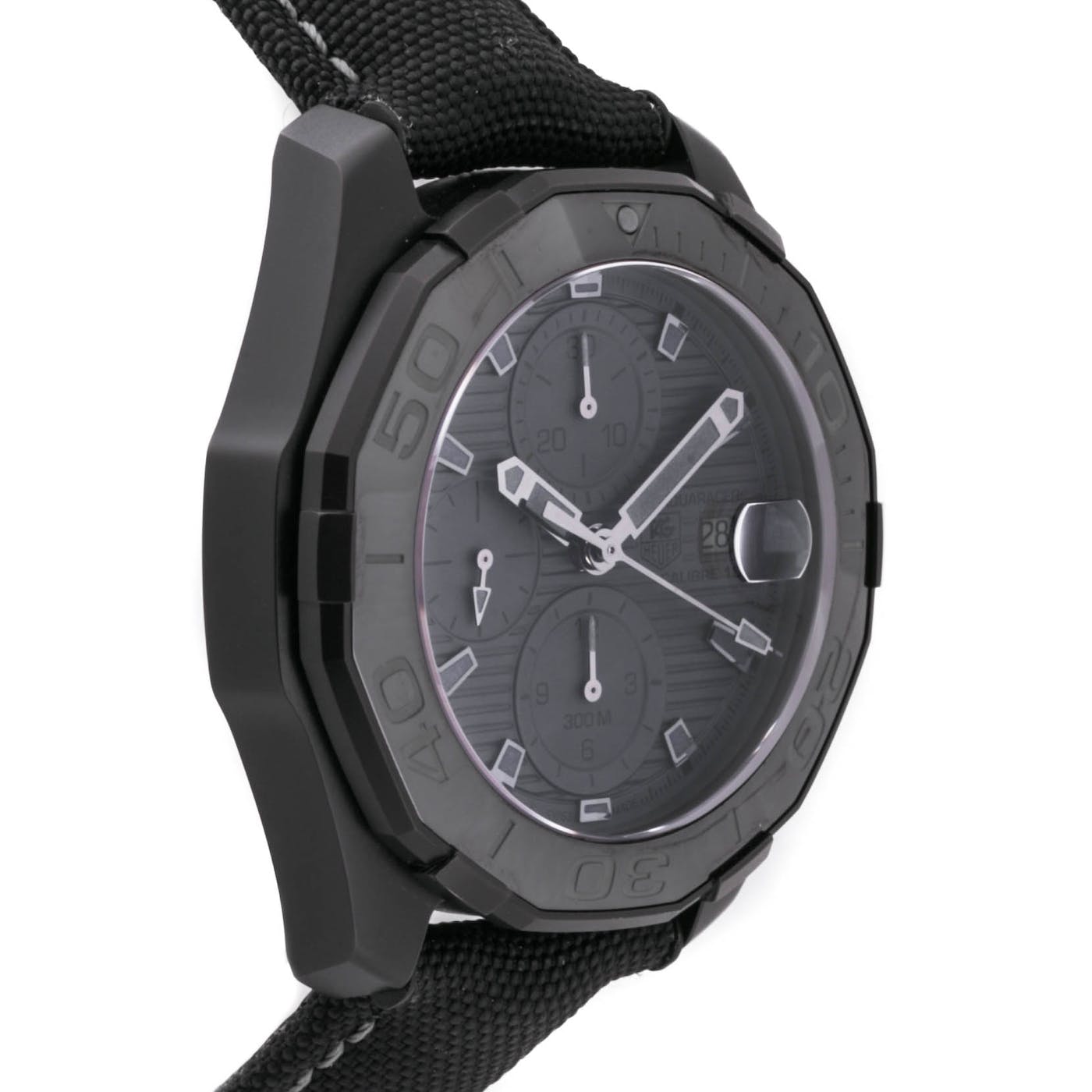 Tag Heuer Aquaracer Automatic Chronograph Special Edition Titanium Grey Dial Black Leather Strap Watch for Men - CAY218B.FC6370