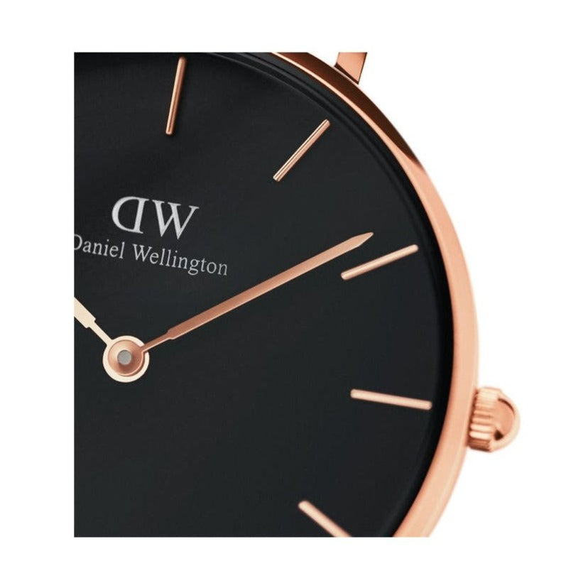 Shop Authentic Daniel Wellington Classic Petite Dover Black Dial White NATO Strap Watch For Women - DW001000314 - Luxxuri