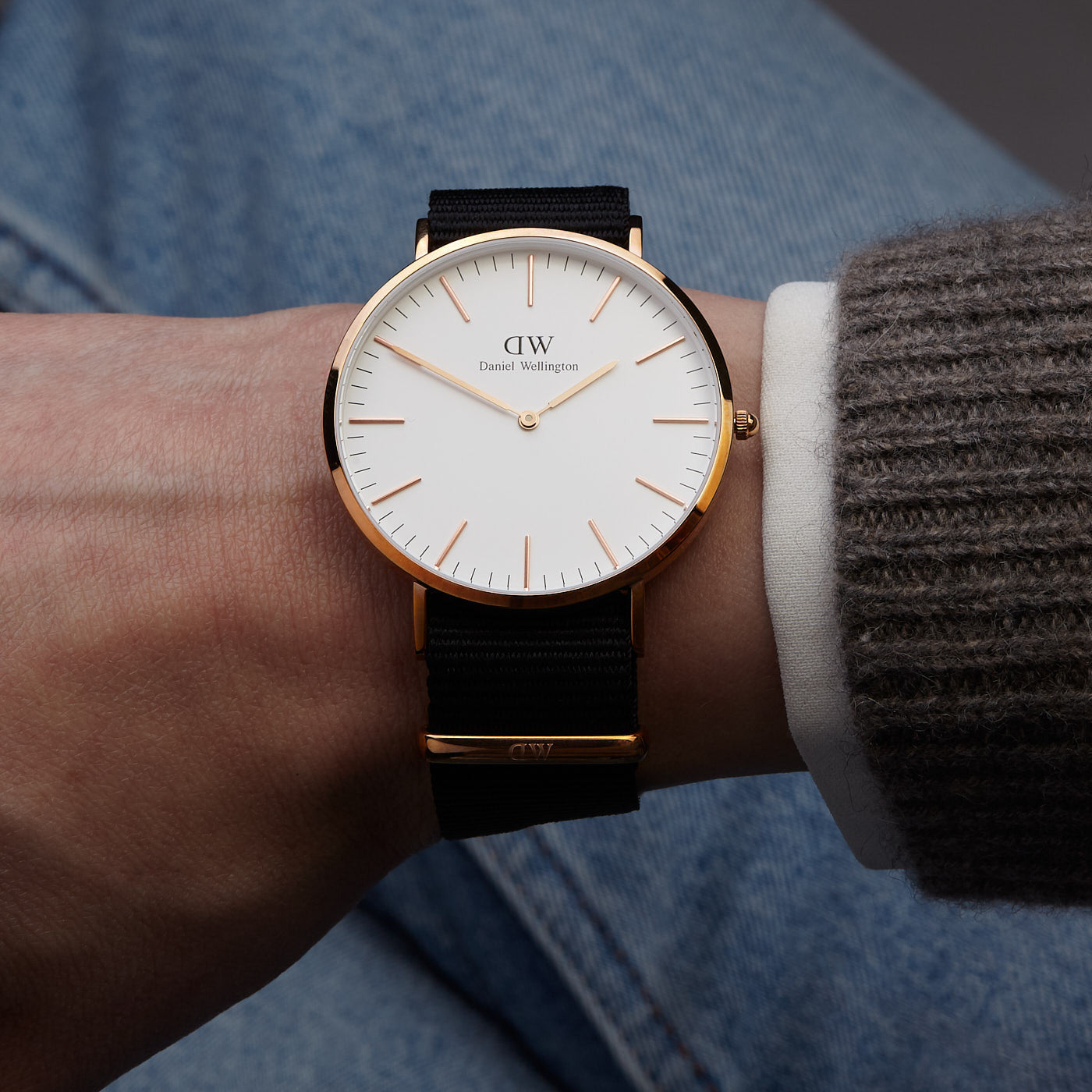 Shop Authentic Daniel Wellington Classic Cornwall White Dial Black Nylon Strap Watch For Men - DW00100257 - Luxxuri