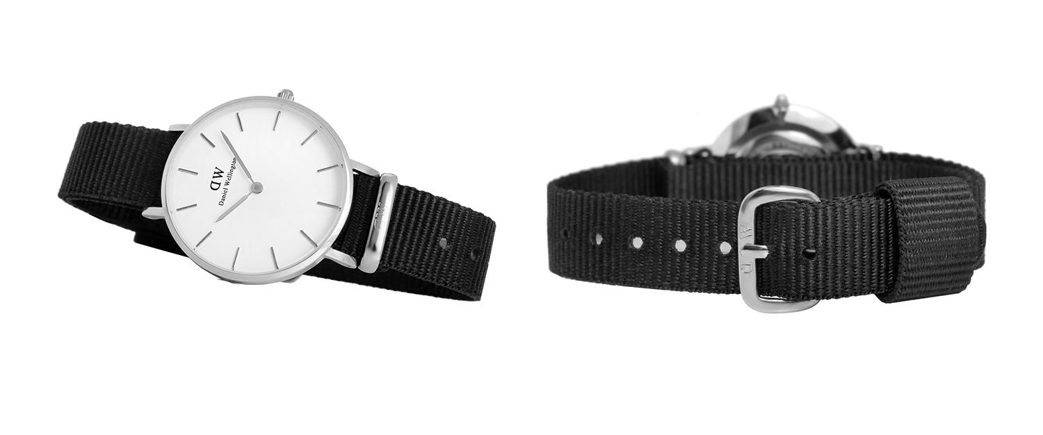Shop Authentic Daniel Wellington Classic Petite Cornwall White Dial Black NATO Strap Watch For Women - DW00100254 - Luxxuri