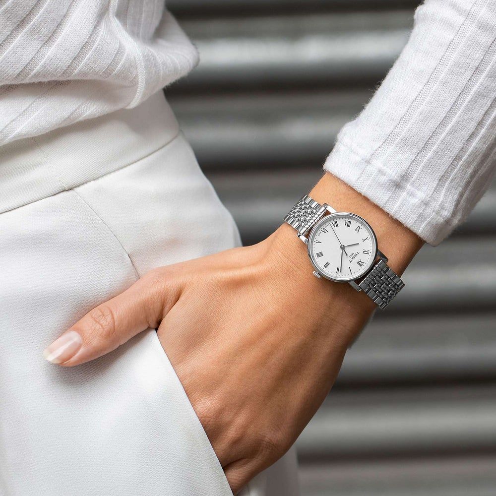Tissot T Classic Everytime Small White Dial Silver Mesh Bracelet Watch For Women - T109.210.11.033.00