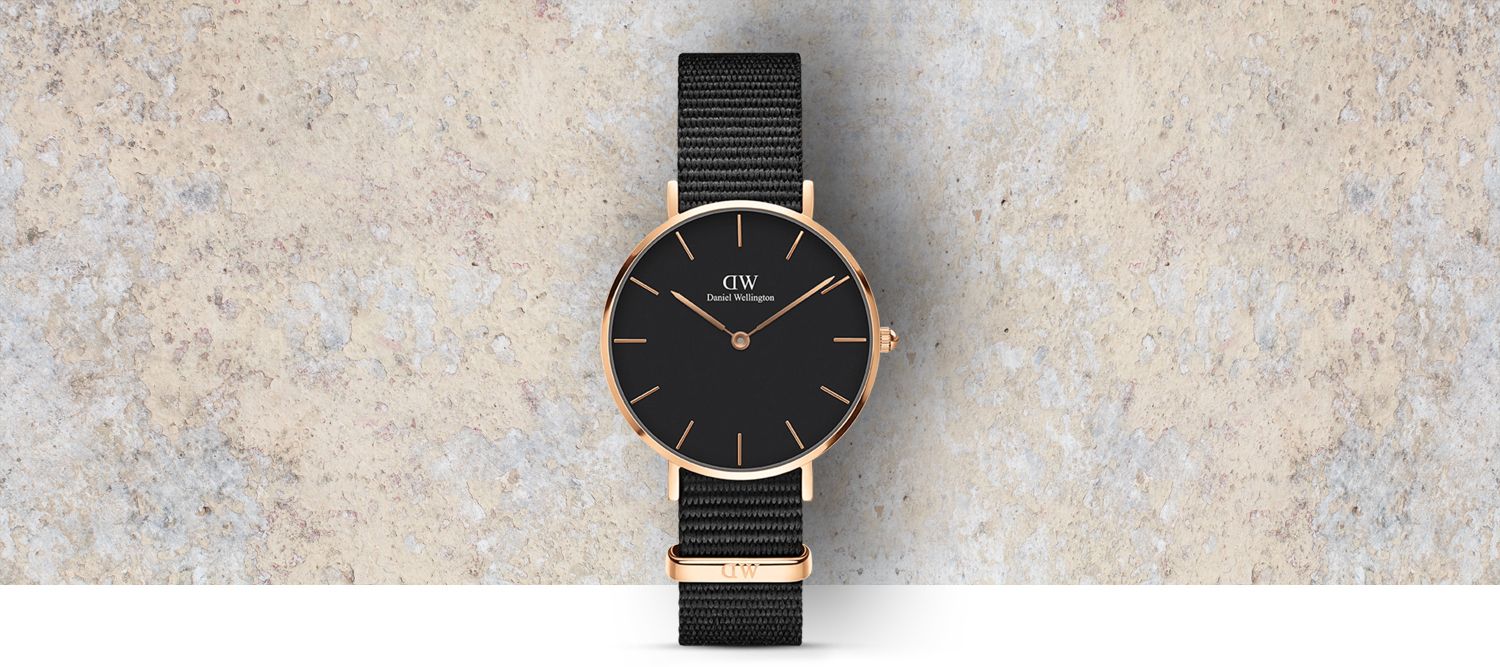 Shop Authentic Daniel Wellington Classic Petite Cornwall Black Dial Black NATO Strap Watch For Women - DW00100215 - Luxxuri