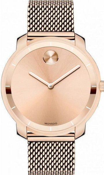 Shop Authentic Movado Bold Rose Gold Dial Rose Gold Mesh Bracelet Watch For Women - 3600243 - Luxxuri