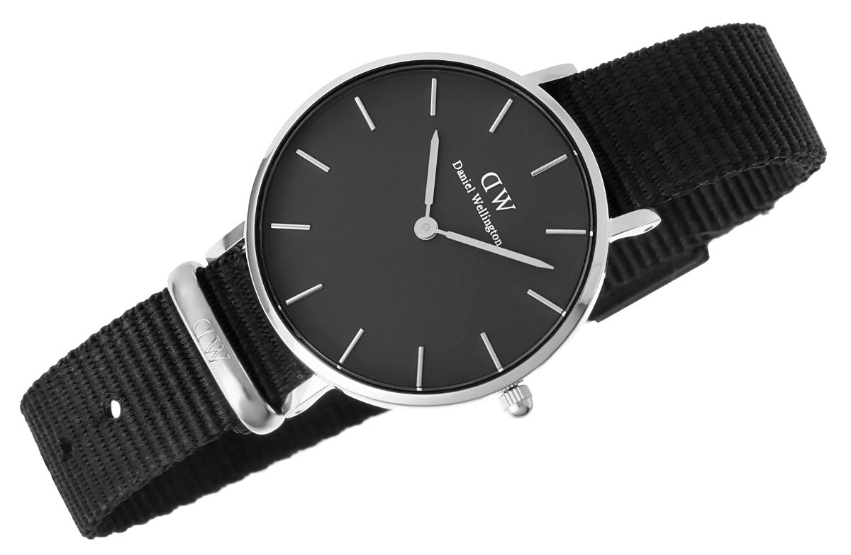 Shop Authentic Daniel Wellington Classic Petite Cornwall Black Dial Black NATO Strap Watch For Women - DW00100216 - Luxxuri