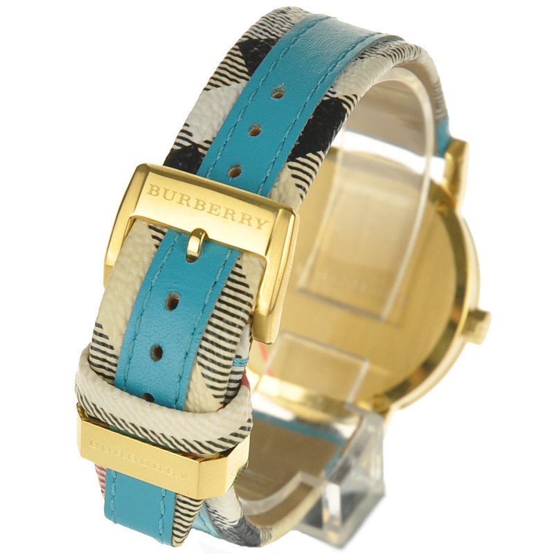 Shop Authentic Burberry The City Gold Dial Blue Leather Strap Watch for Women - BU9018 - Luxxuri