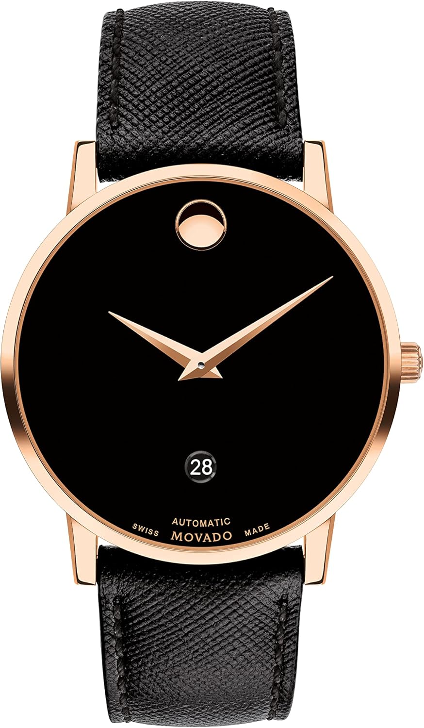 Shop Authentic Movado Museum Classic Black Dial Black Leather Strap Watch for Men - 0607196 - Luxxuri