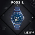 Shop Authentic Fossil Crewmaster Sports Automatic Blue Dial Blue Leather Strap Watch for Men - ME3149 - Luxxuri