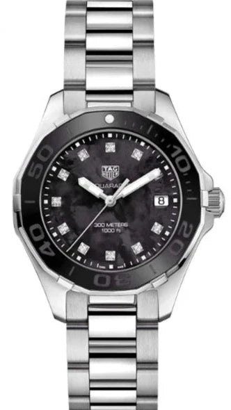 Shop Authentic Tag Heuer Aquaracer Quartz Black Dial Silver Steel Strap Watch for Women - WAY131M.BA0748 - Luxxuri