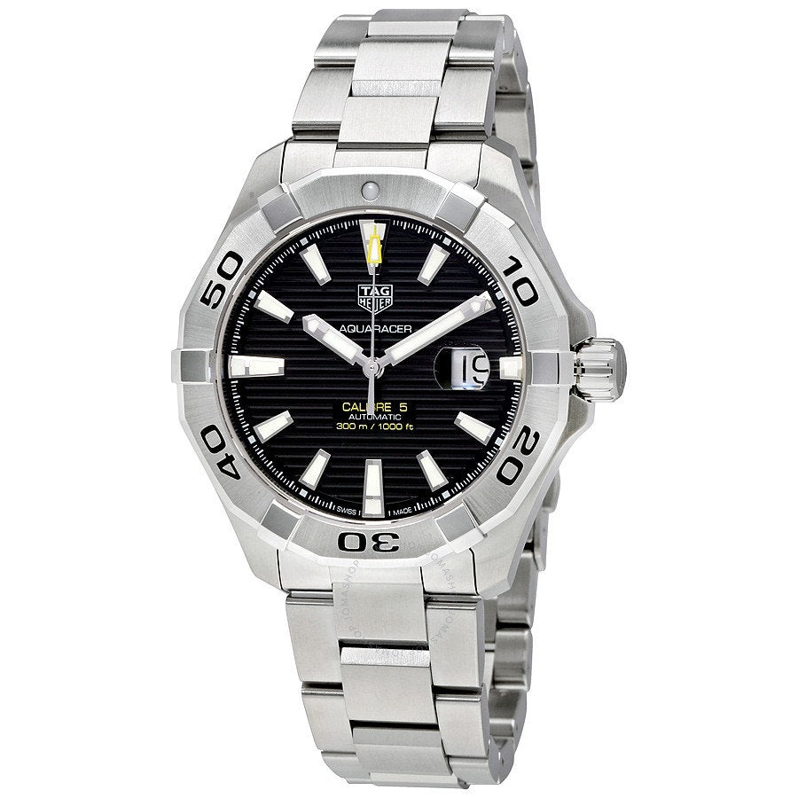 Tag Heuer Aquaracer Automatic Black Dial Silver Steel Strap Watch for Men - WAY2010.BA0927